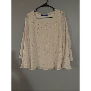 Apt 9 3/4th Bell Sleeve Polka Dot Top Size Small